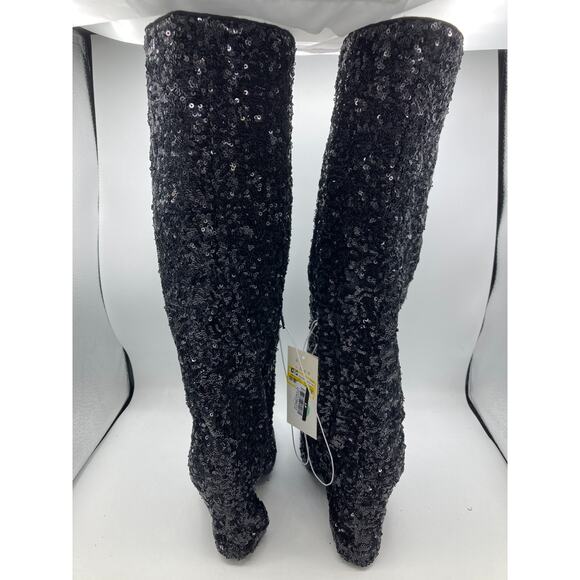 A New Day Abba Black Sequin Covered Foldover Knee High Evening Boots -- Size 8.5 - Picture 4 of 7